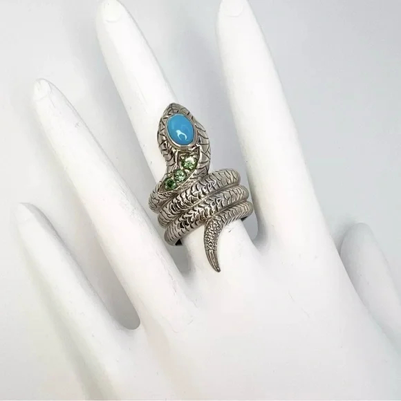 🎃Nicky Butler 925 Sterling Silver Turquoise SNAKE Coiled Ring Brand New Unique - Picture 5 of 12